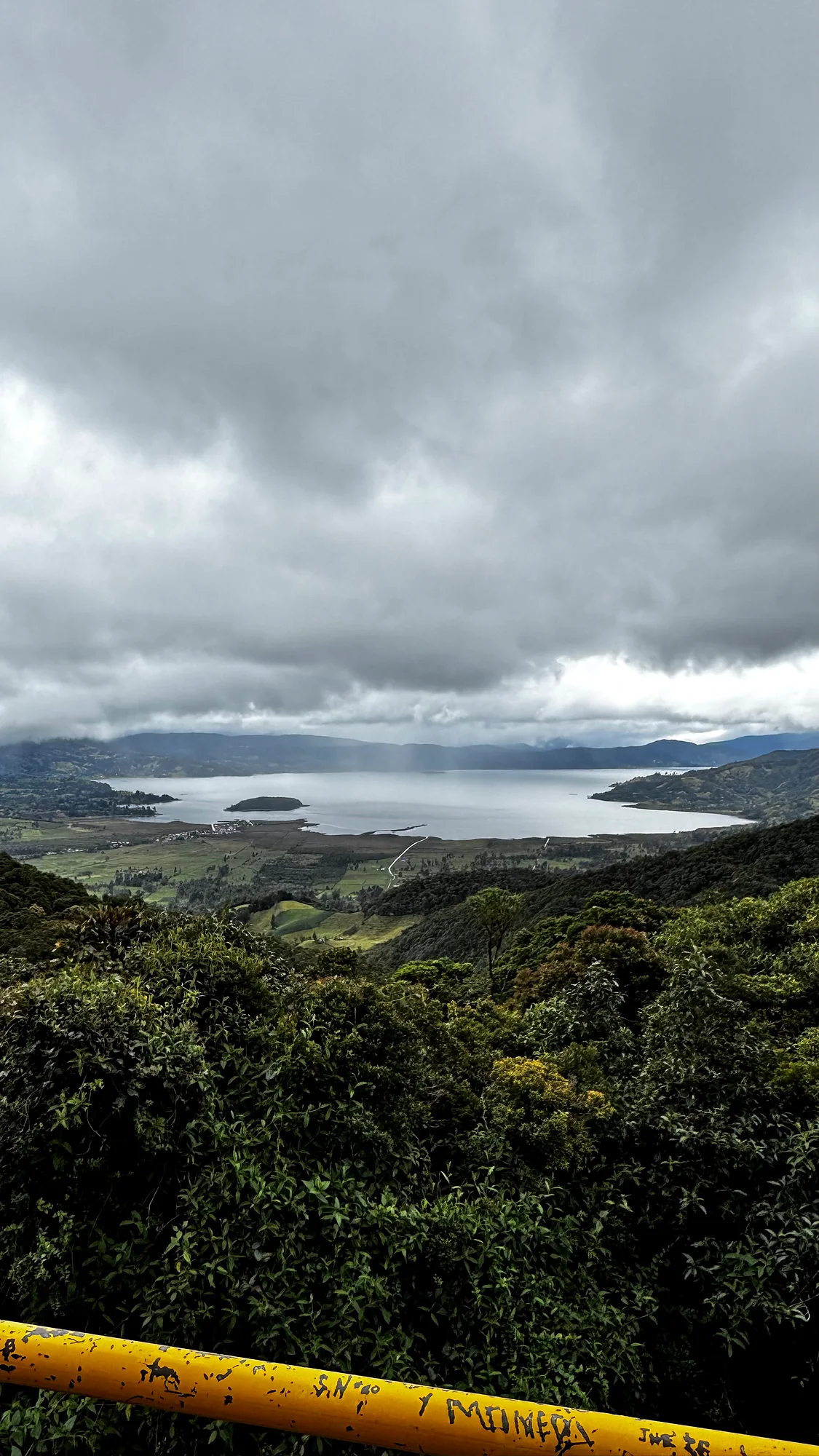 Andean lake and forested valley on the road to the Sibundoy Valley, near Pasto, Colombia